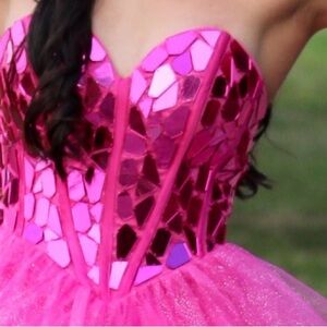 Pink Mosaic Strapless Dress